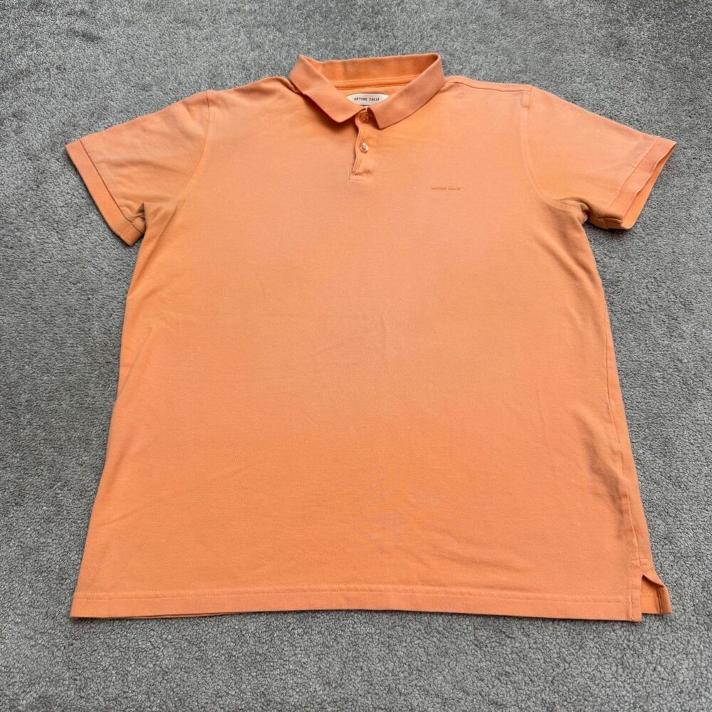 Arturo Calle Slim Fit Polo Shirt Men XL Coral Orange Short Sleeve Cotton Classic